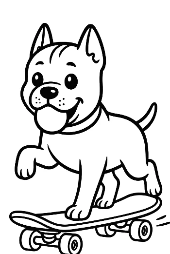 Little Pitbull Puppy Riding a Bicycle in the Park Printable