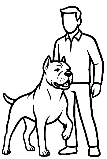 Man Standing Proudly with Muscular Pitbull
