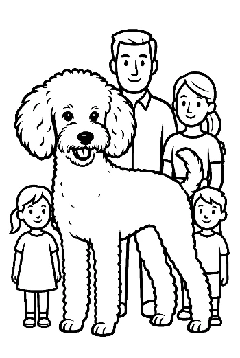 Happy Family Posing with Fluffy Poodle