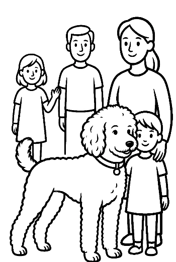 Happy Family with Fluffy Poodle