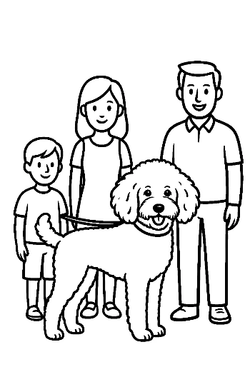 Happy Family with Fluffy Poodle