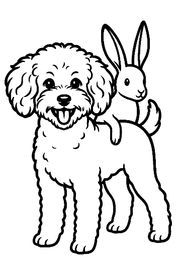 Poodle Piggybacking Cute Bunny