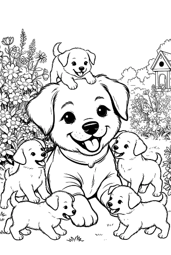 Easy Puppies Coloring Page Printable