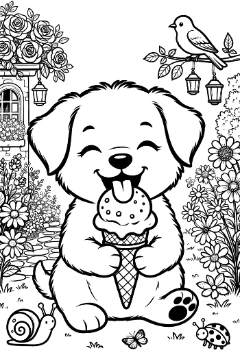 Easy Puppies Coloring Page Printable