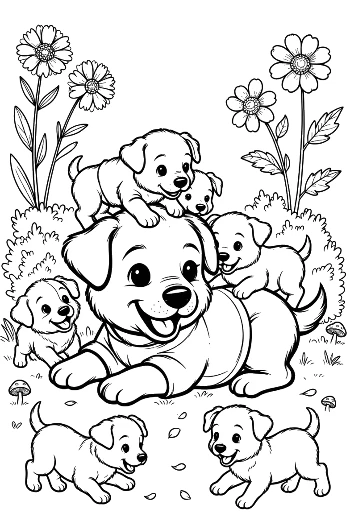 Happy Puppy Eating an Ice Cream Cone Outdoors Printable