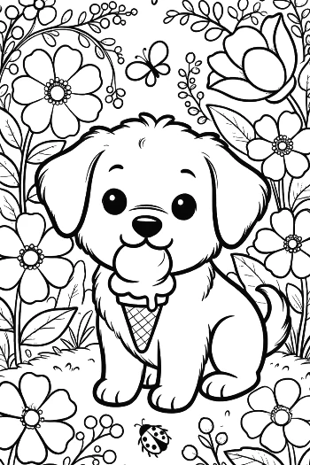 Puppies Printable Coloring Page