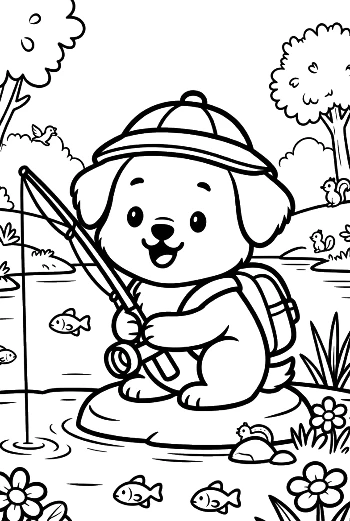 Puppy Playing with a Group of Puppies Near Flowers Printable