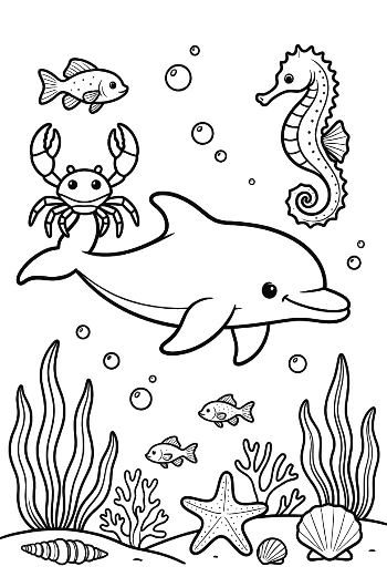 Dolphin Jumping Over a Stingray in the Tropical Ocean Printable