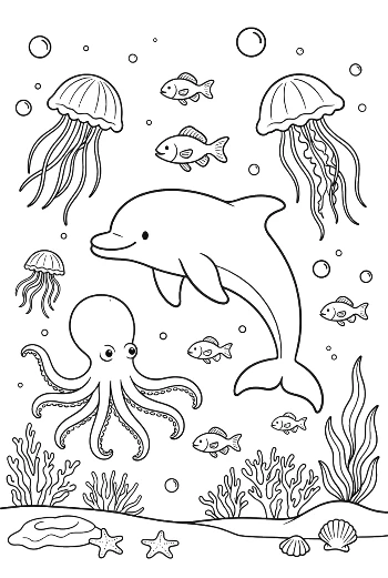 Free Jumping Dolphin Coloring Page Printable