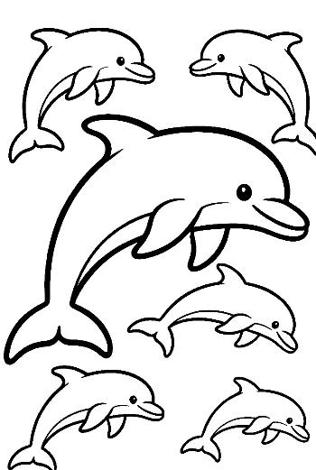 Jumping Dolphin and Playful Pod Outline