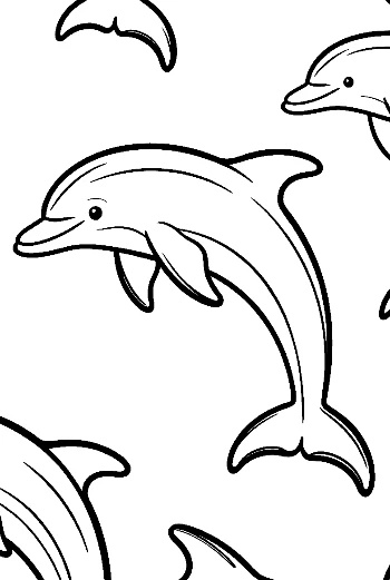 Jumping Dolphins Coloring Page