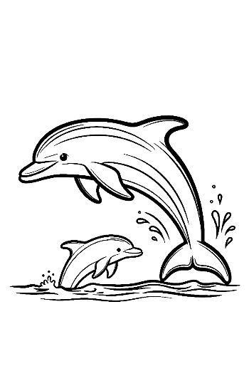 Jumping Mother and Baby Dolphin