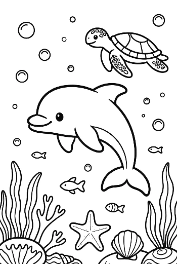 Playful Dolphin Leaping Through a Lifebuoy in the Ocean Printable
