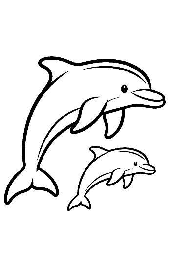 Playful Dolphin Mother and Baby Leaping