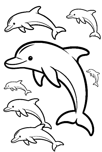 Playful Group of Dolphins Leaping