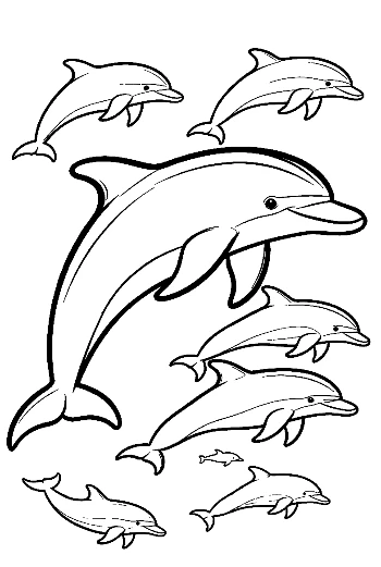 Playful Pod of Dolphins Leaping