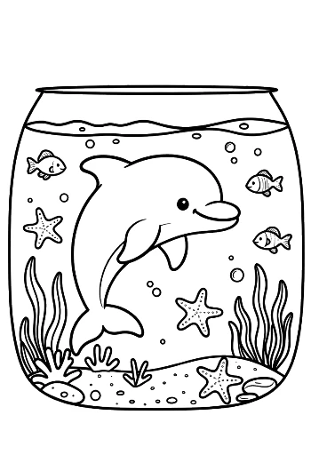 Small Dolphin Living in a Decorative Glass Bubble Printable