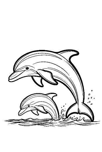 Two Playful Dolphins Leaping from Ocean Waves