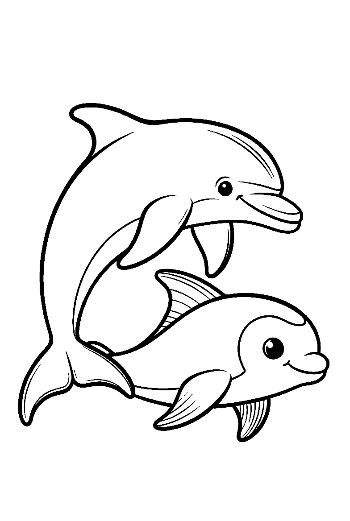 Two Playful Dolphins Leaping Together