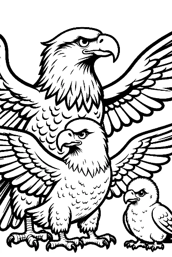Bald Eagle Family in Fierce Majestic Pose