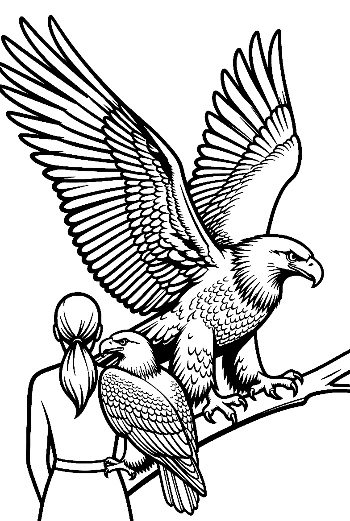 Bald Eagle Perched Majestically with Woman