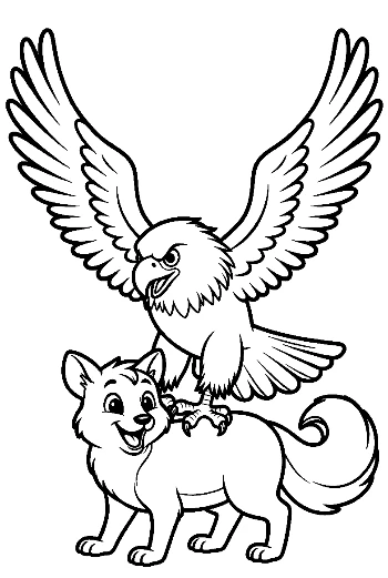 Bald Eagle Perched on Smiling Fox
