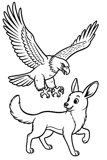 Bald Eagle Soaring Over Playful Fennec Fox