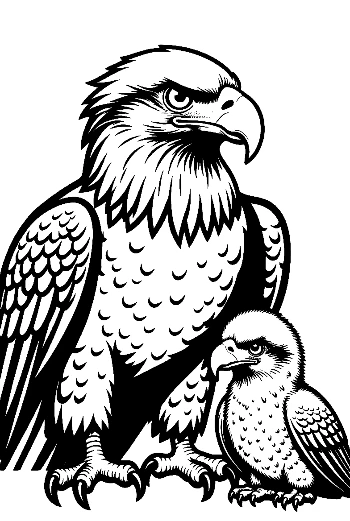 Fierce Bald Eagle Parent and Eaglet