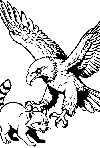 Golden Eagle Clawing at Raccoon