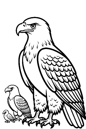Golden Eagle Family Line Art