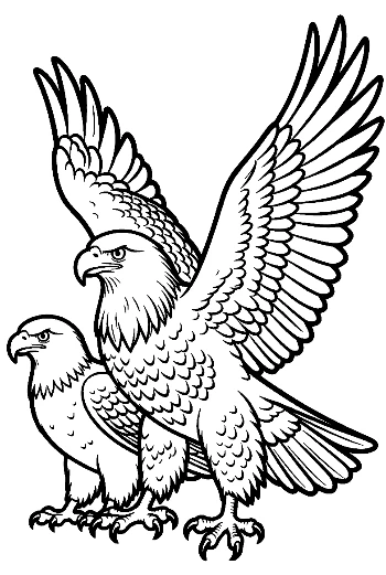 Majestic Adult and Juvenile Bald Eagles