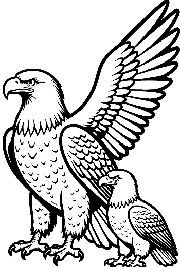 Majestic Adult Bald Eagle with Juvenile Eagle