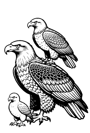 Stacked Bald Eagle Family
