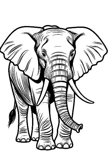 African Elephant Line Art Portrait