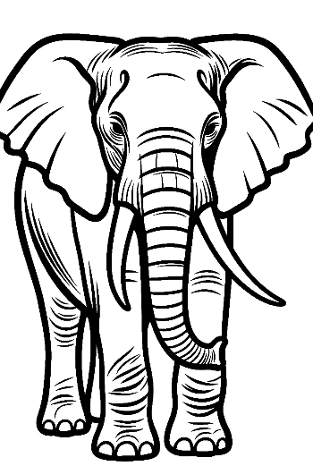 African Elephant Outline Portrait