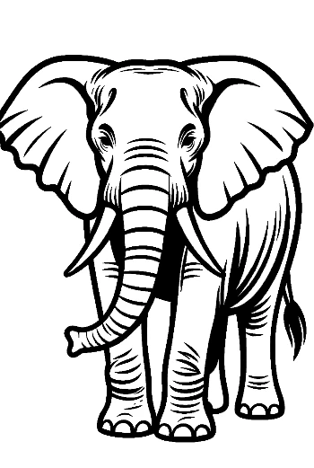 African Elephant Outline Portrait