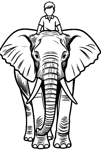 Boy Riding African Elephant
