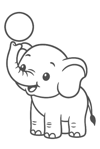 Easy African Elephant Coloring Sheet Printable