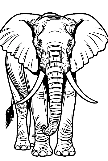 Frontal View of Majestic African Elephant