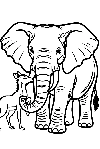 Gentle African Elephant and Baby Antelope Bond