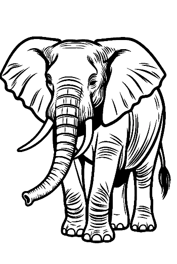 Majestic African Elephant Line Art