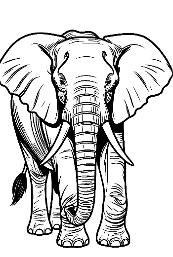 Majestic African Elephant Line Art