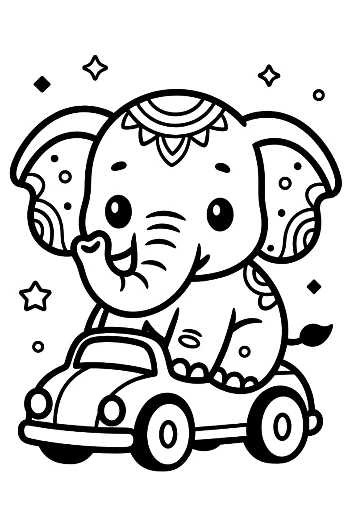 Cute Asian Elephant Coloring Page Printable
