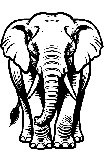 Majestic Asian Elephant Line Art Portrait