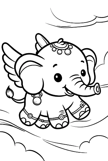 Baby Elephant Calf Spraying Water from Its Trunk Printable