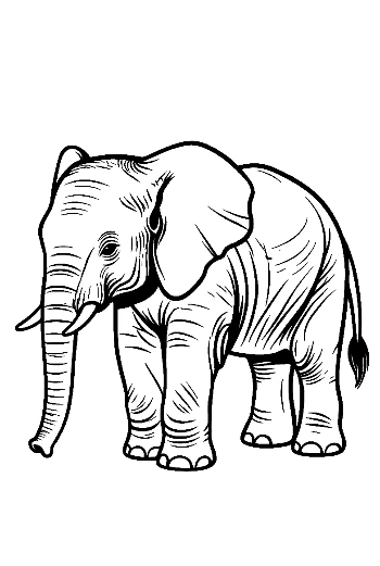 Cute Baby Elephant Line Art