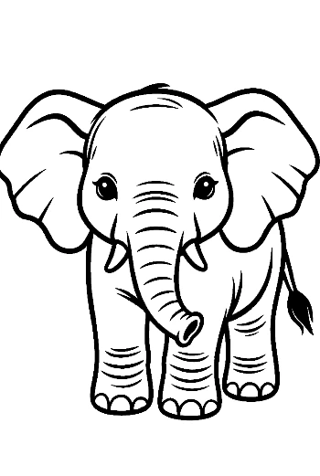 Cute Baby Elephant Outline