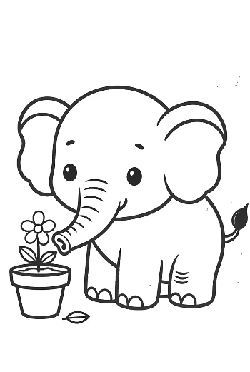 Little Baby Elephant Picking Apples from a Tree Branch Printable