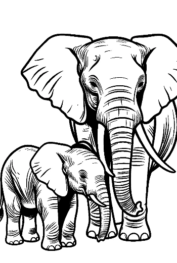 Mother Elephant and Baby Calf