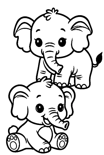 Two Adorable Baby Elephants Stacking Playfully